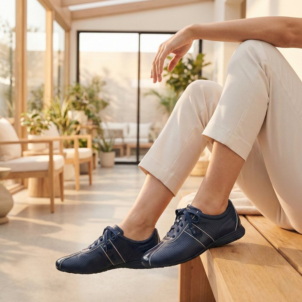 Cole Haan Grand O’s Navy‎ Blue Lace-Up Sneakers w/ Silver Trim Size [11B]